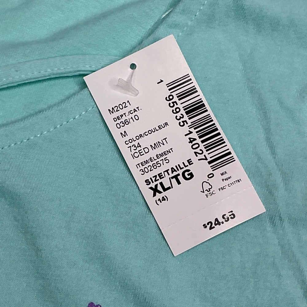The Children's Place Iced Mint Graphic Tee Kids XL 14 Long Sleeve Shine Glitter - Picture 7 of 15